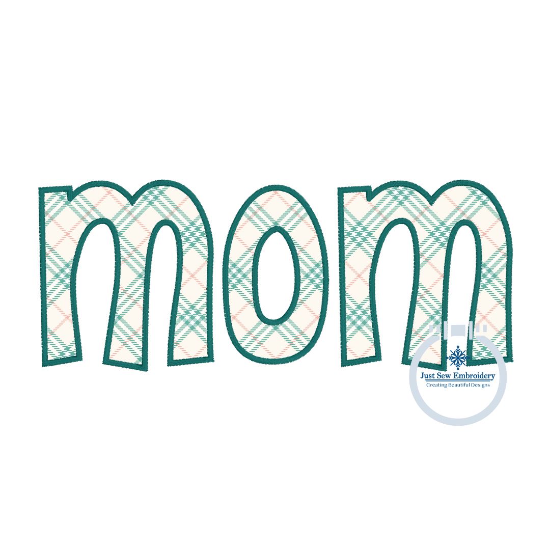 Mom Applique Embroidery Design Satin Stitch Mother's Day Gift 8x12 Hoop