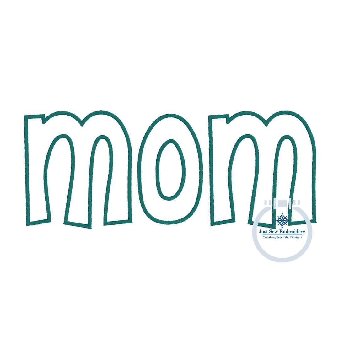 Mom Applique Embroidery Design Satin Stitch Mother's Day Gift 8x12 Hoop