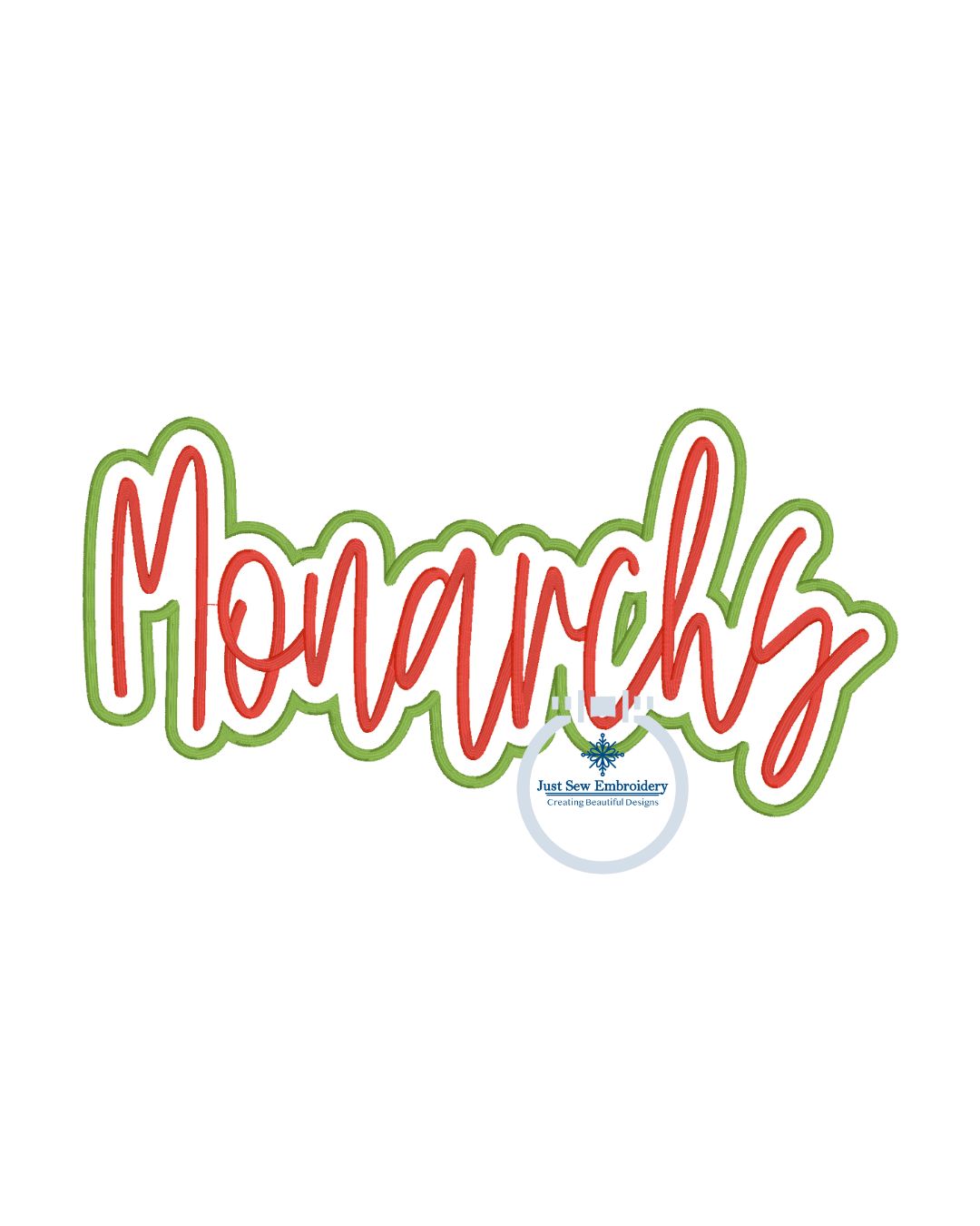 Monarchs 3-D Puff Satin Outline Applique Embroidery Design Machine Embroidery Five Sizes 5x7, 8x8, 9x9, 6x10, and 7x12 Hoop