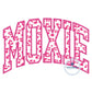 MOXIE Arched Satin Applique Embroidery Design Four Sizes 5x7, 8x8, 6x10, and 8x12 Hoop