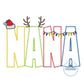 NANA Christmas Applique Embroidery Design Zigzag Applique Five Sizes 5x7, 8x8, 6x10, 7x12, and 8x12 Hoop