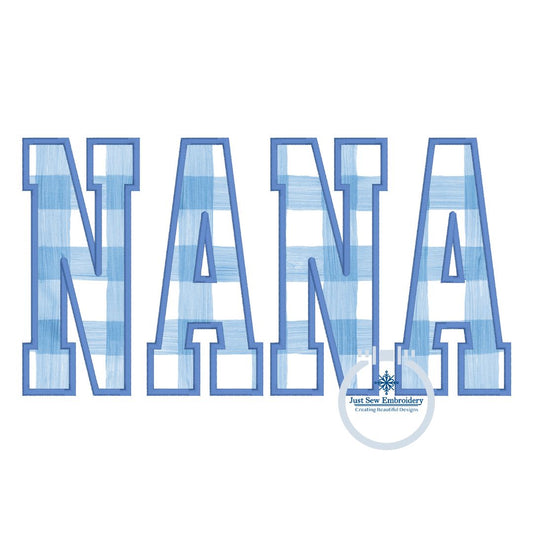 NANA Varsity Satin Applique Embroidery Design Mother's Day Four Sizes 5x7, 8x8, 6x10, 8x12 Hoop