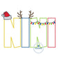 NINI Christmas Applique Embroidery Design Zigzag Applique Five Sizes 5x7, 8x8, 6x10, 7x12, and 8x12 Hoop