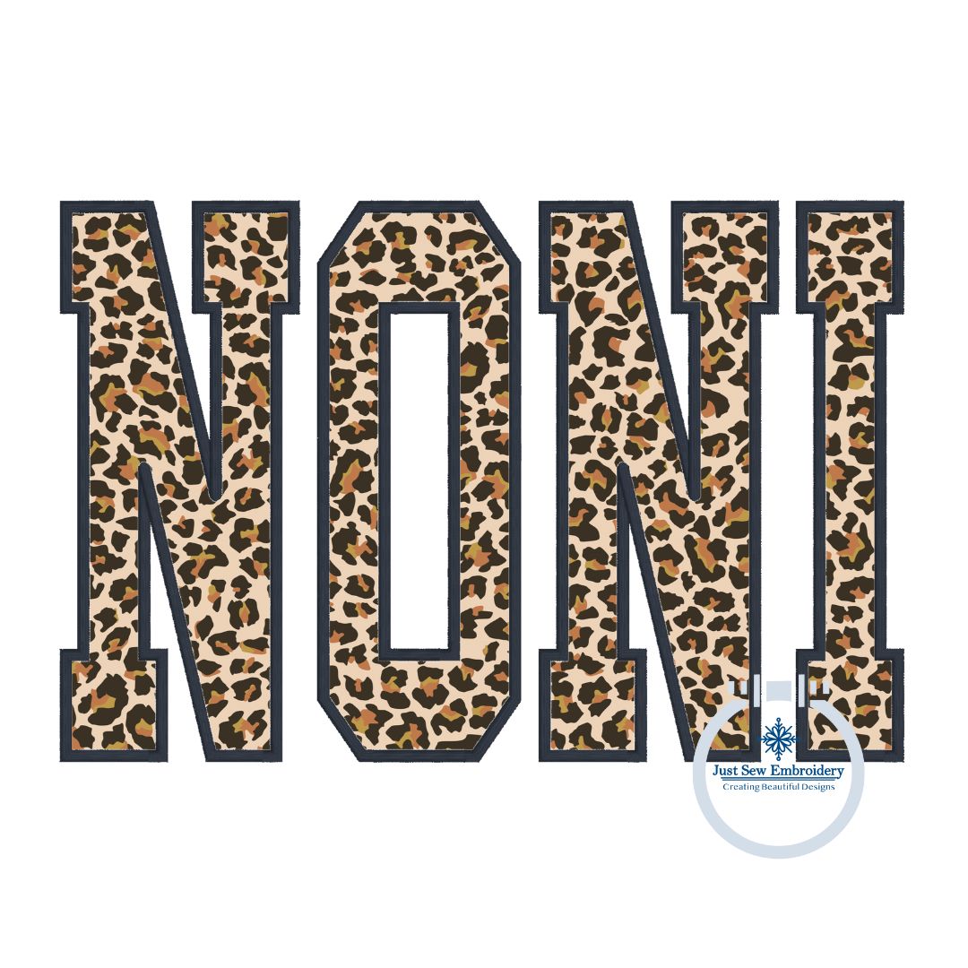 NONI Varsity Satin Applique Embroidery Design Mother's Day Five Sizes 5x7, 8x8, 6x10, 7x12, 8x12 Hoop