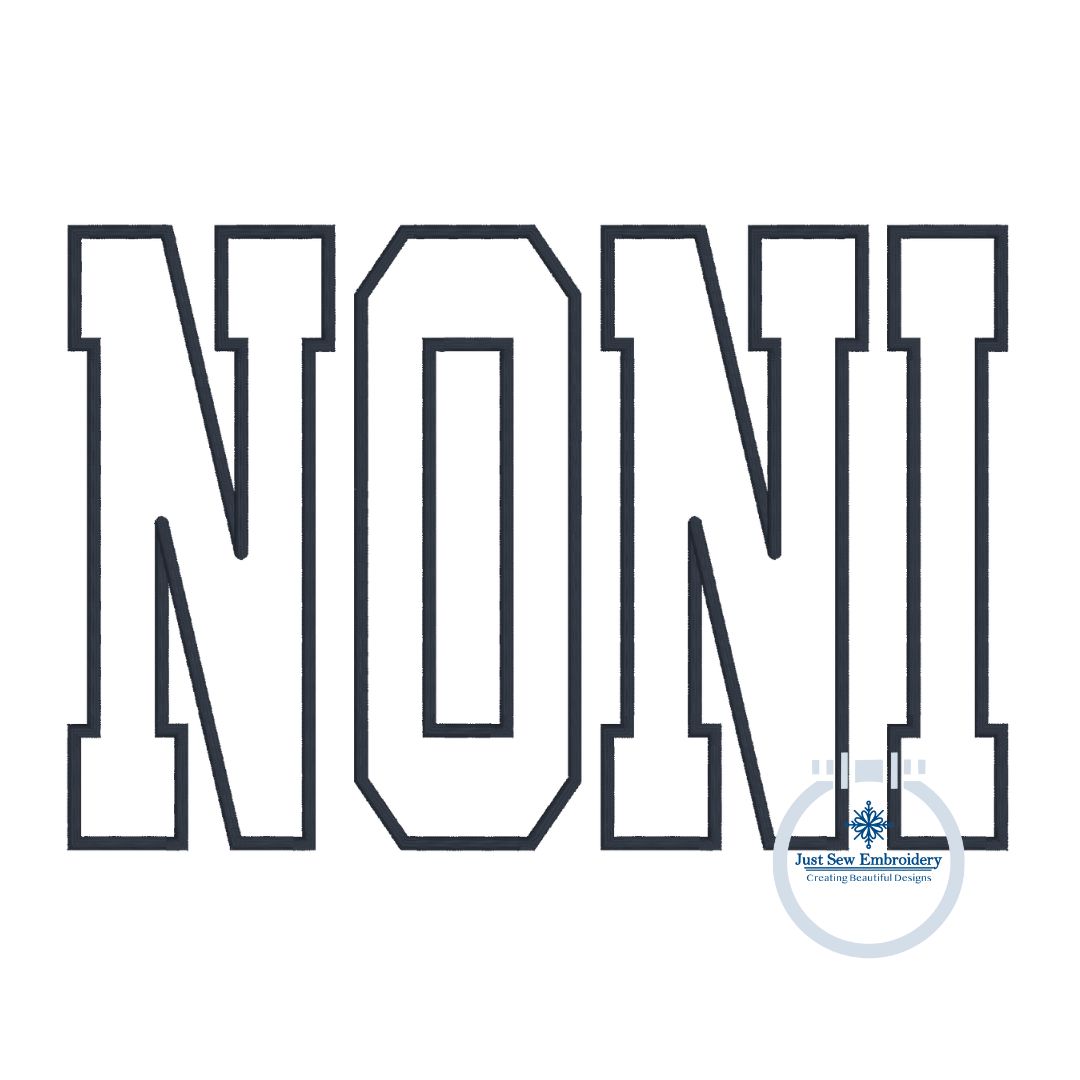 NONI Varsity Satin Applique Embroidery Design Mother's Day Five Sizes 5x7, 8x8, 6x10, 7x12, 8x12 Hoop