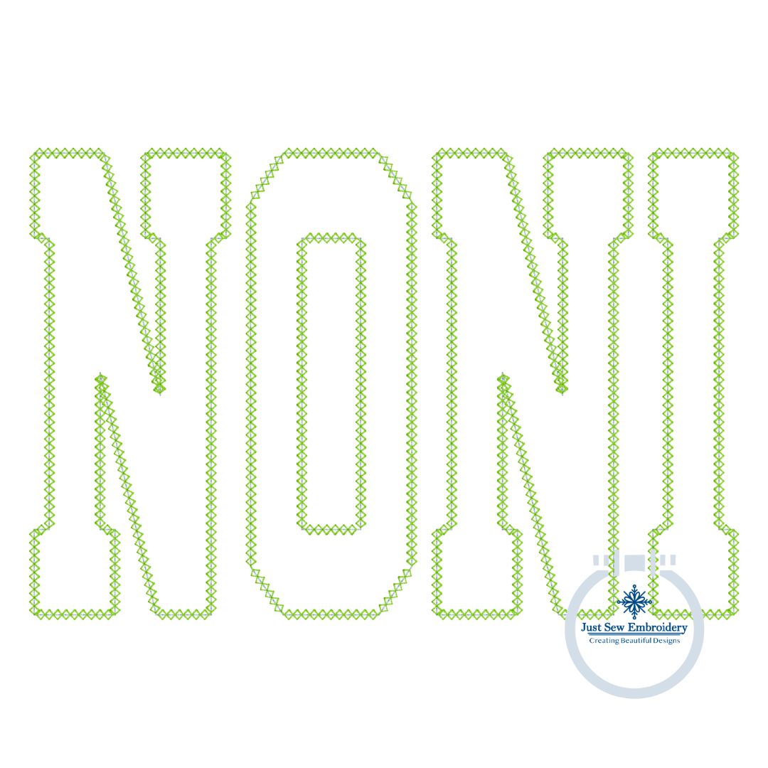 NONI Varsity Diamond Applique Embroidery Design Mother's Day Five Sizes 5x7, 8x8, 6x10, 7x12, 8x12 Hoop