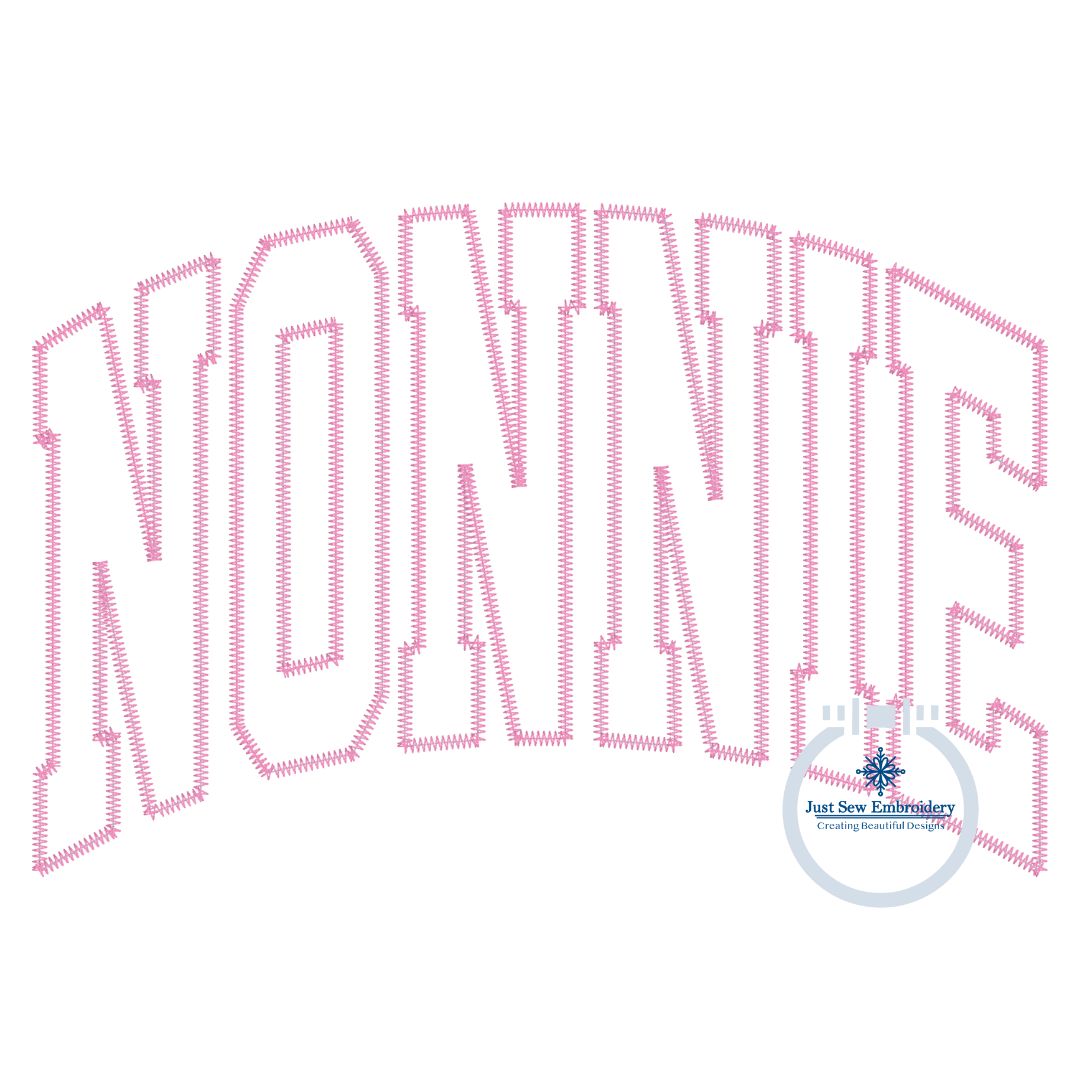 NONNIE Arched Applique Embroidery Design Zigzag Stitch Five Sizes 5x7, 8x8, 6x10, 7x12, and 8x12 Hoop Grandma Mother's Day Gift