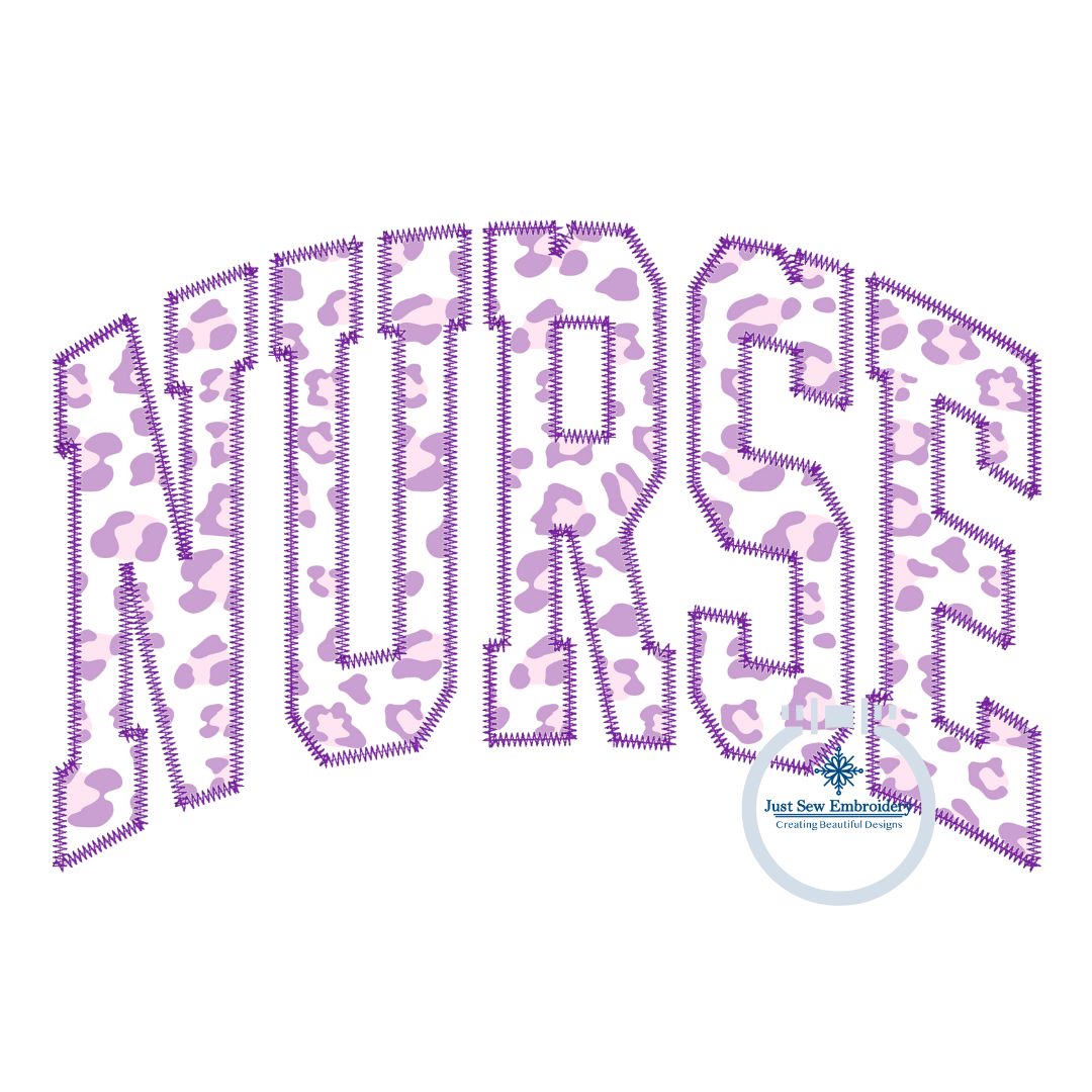 NURSE Arched ZigZag Applique Embroidery Nursing Nurses Design Five Sizes 5x7, 8x8, 6x10, 7x12, and 8x12 Hoop