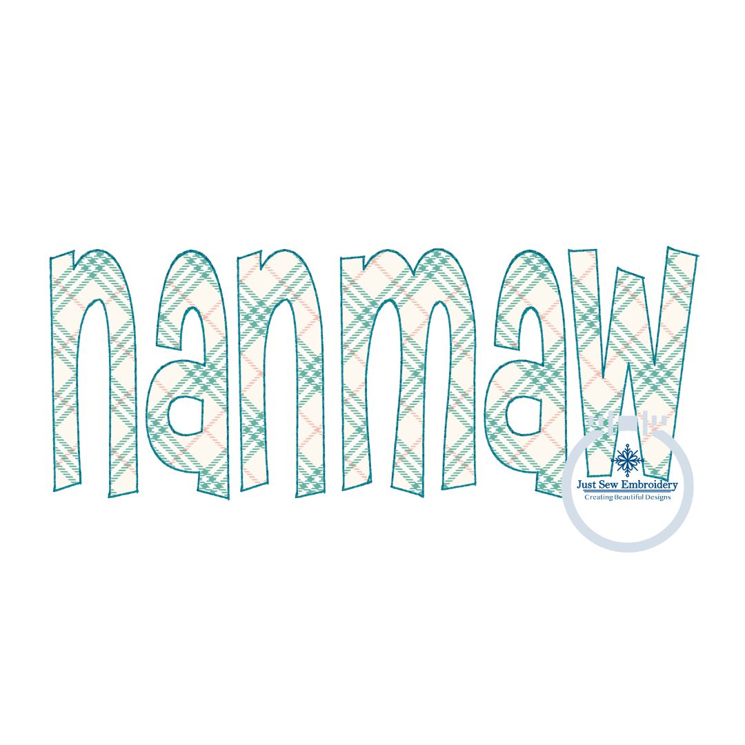 Nanmaw Applique Embroidery Raggy Bean Edge Stitch Grandma Grandmother Mother's Day Gift One Size 8x12 Hoop