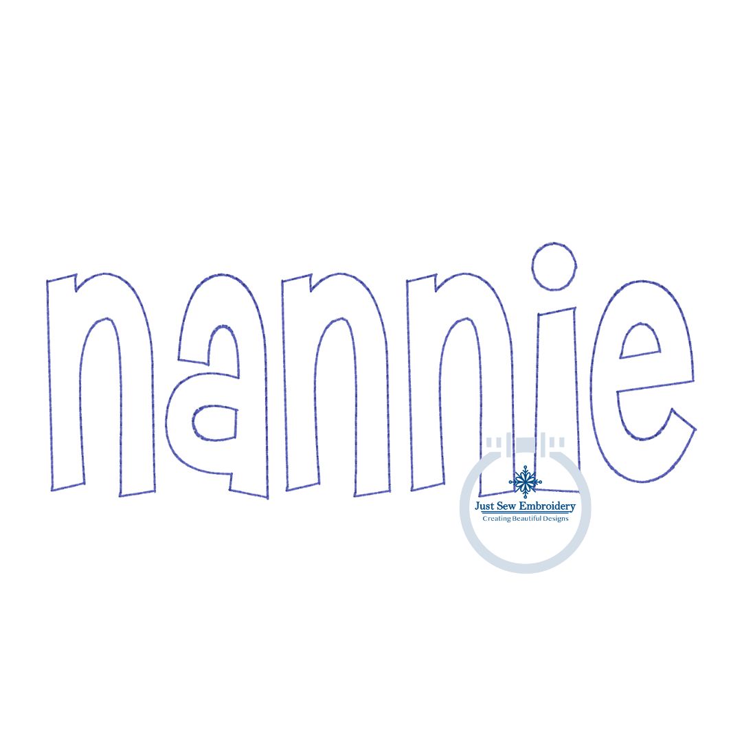 Nannie Applique Embroidery Design Raggy Bean Edge Stitch Grandma Grandmother Mother's Day Gift 8x12 Hoop