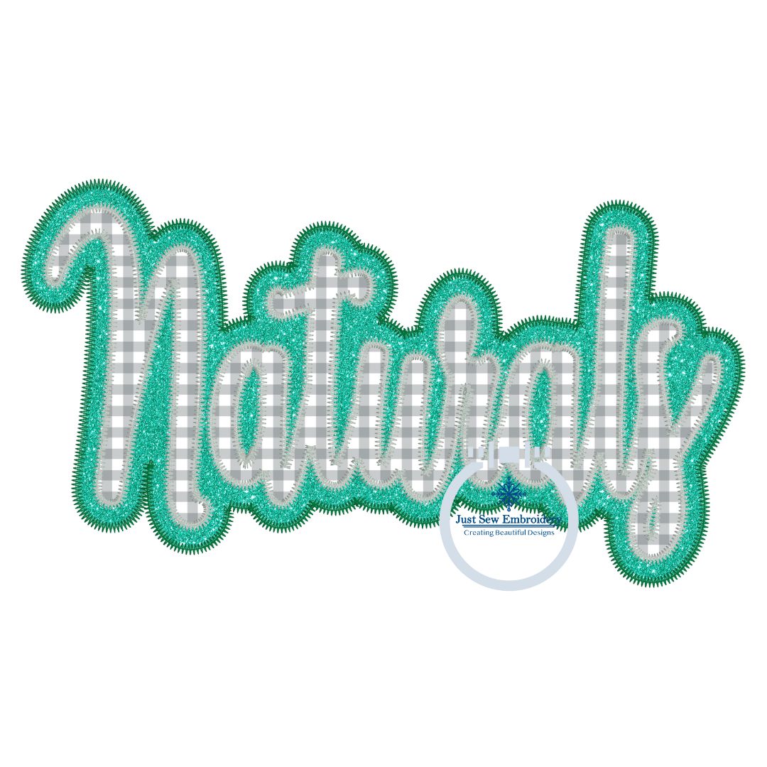 Naturals Double Zigzag Applique Embroidery Script Design Machine Embroidery Four Sizes 5x7, 8x8, 6x10, and 7x12 Hoop