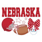 Nebraska Football Helmet, Football, and Bow Print PNG Hand Drawn Digital File