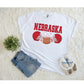 Nebraska Football Helmets and Football Print PNG Hand Drawn Digital File