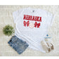 Nebraska VolleyBall and Bows Print PNG Hand Drawn Digital File