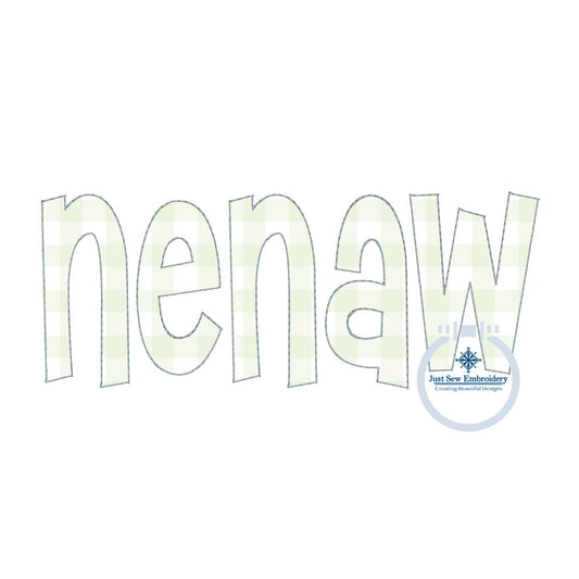 Nenaw Applique Embroidery Design Raggy Bean Edge Stitch Grandma Mother's Day Gift 8x12 Hoop