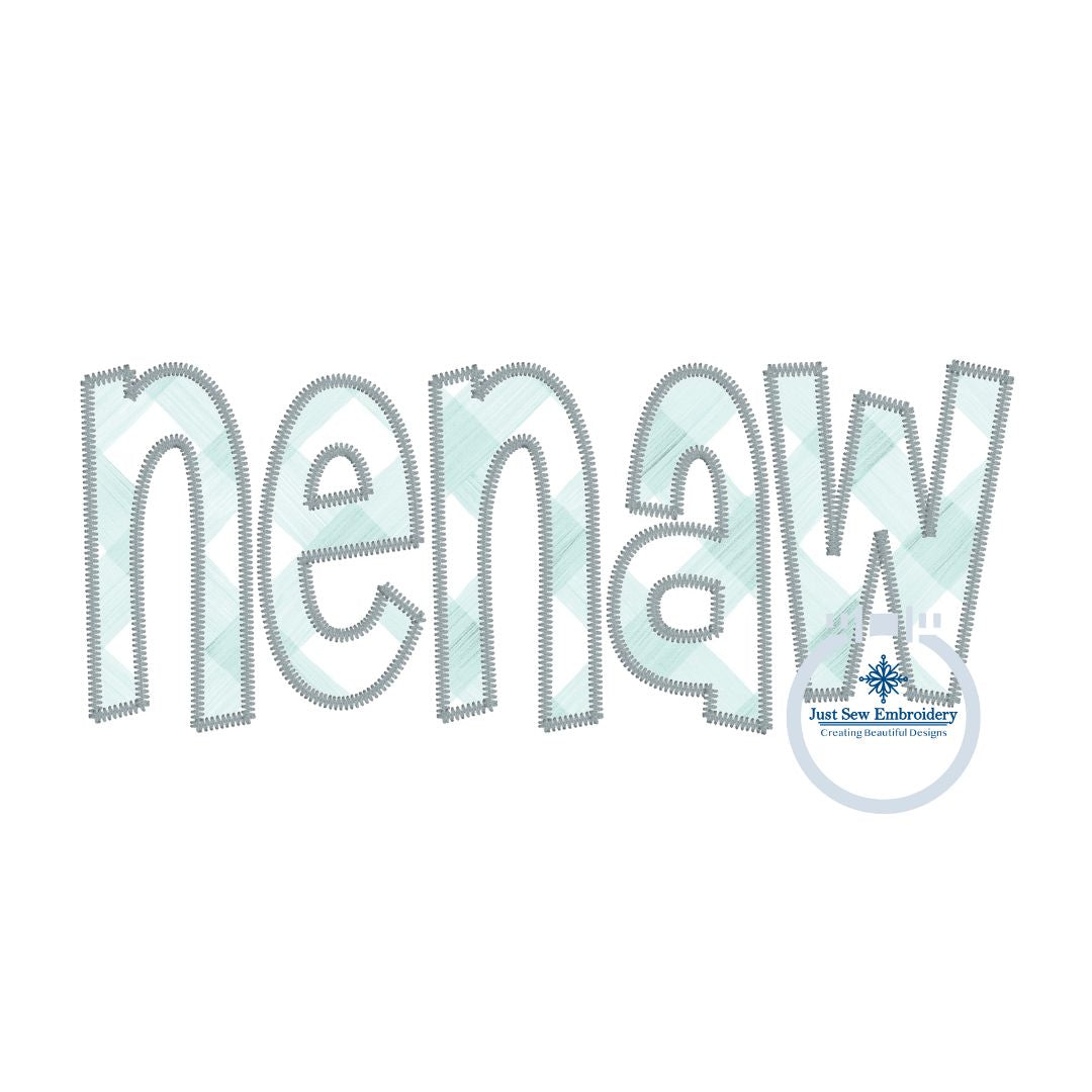 Nenaw Applique Embroidery Design ZigZag Edge Stitch Grandma Mother's Day Gift 8x12 Hoop