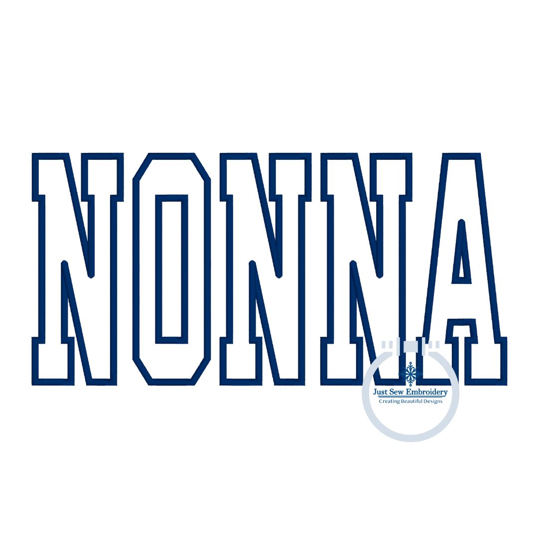 NONNA Academic Satin Applique Embroidery Design Five Sizes 5x7, 8x8, 9x9, 6x10, 7x12 Hoop Grandma Mother's Day Gift