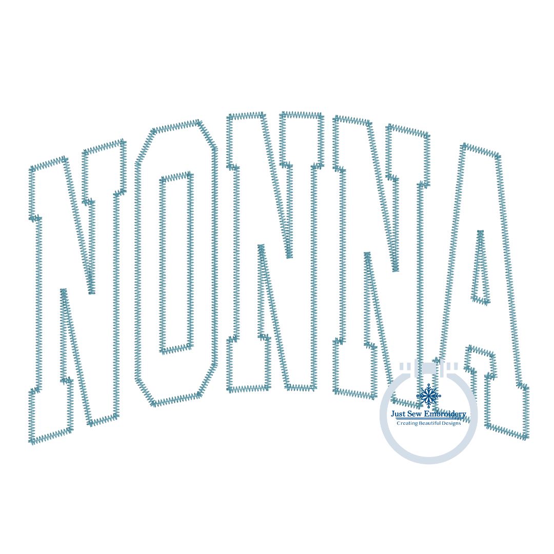 NONNA Arched ZigZag Applique Embroidery Design Five Sizes 5x7, 8x8, 6x10, 7x12, and 8x12 Hoop Grandma Mother's Day Gift