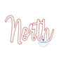 NORTH Script Satin Applique Embroidery Design Four Sizes 8x8, 9x9, 6x10, 7x12 Hoop