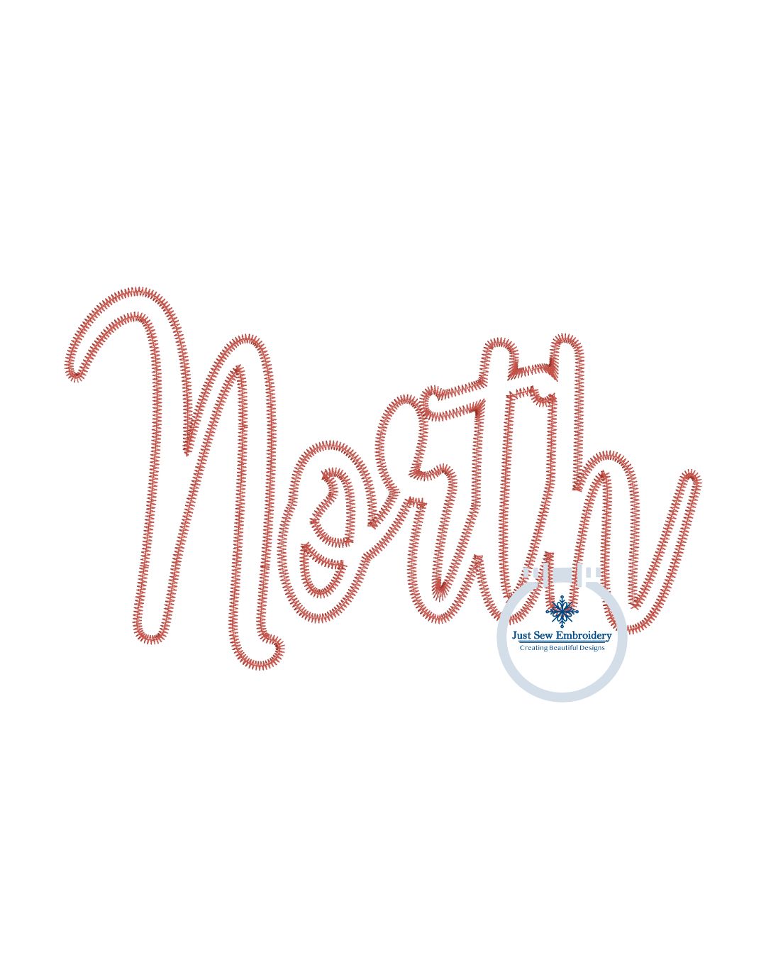 NORTH Script Satin Applique Embroidery Design Four Sizes 8x8, 9x9, 6x10, 7x12 Hoop
