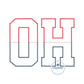 OH Ohio Applique Embroidery Split Design Machine Embroidery Two Color ZigZag Stitch 8x12 Hoop