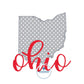 Ohio State Applique Embroidery Design Zigzag Edge with Ohio Script Split Satin Stitch Four Sizes 5x7, 6x10, 7x12, and 8x8 Hoop