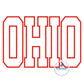 OHIO Satin Applique Embroidery OH Six Sizes 5x7, 8x8, 9x9, 6x10, 7x12, and 8x12 Hoop