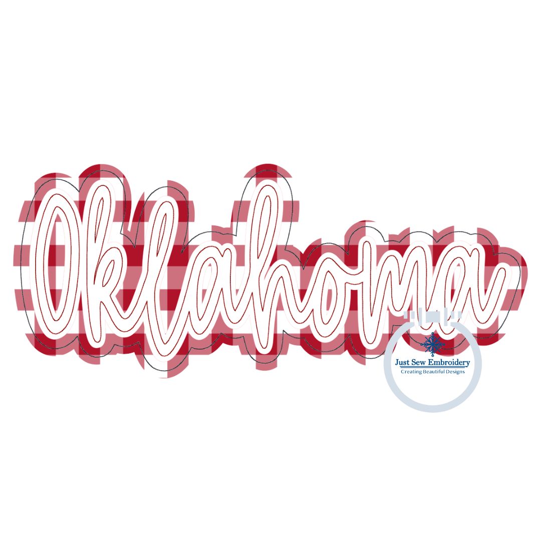 OKLAHOMA Double Raggy Applique Embroidery Design Four Sizes 5x7, 8x8, 6x10 and 7x12 Hoop OK