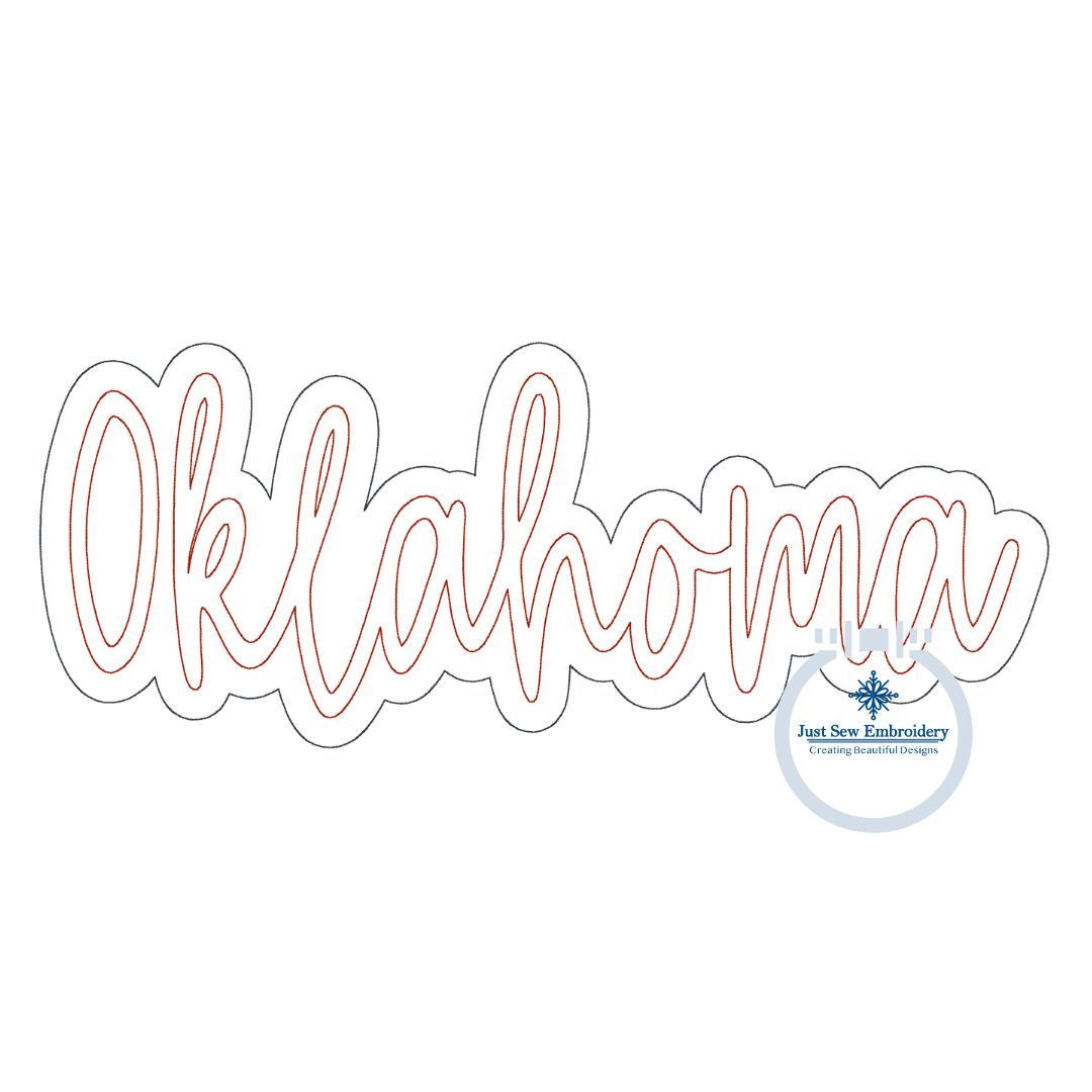 OKLAHOMA Double Raggy Applique Embroidery Design Four Sizes 5x7, 8x8, 6x10 and 7x12 Hoop OK