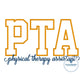 PTA Physical Therapy Assistant Satin Applique Embroidery Satin Script Two Sizes 6x10 and 7x12 Hoop