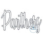 PANTHERS Script Applique Embroidery Zigzag Edge Design Four Sizes 5x7, 8x8, 6x10, 7x12 Hoop