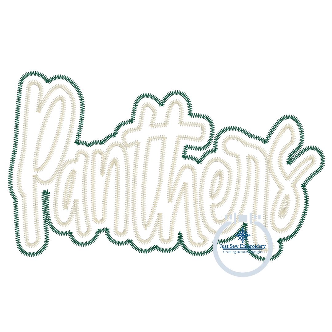 Panthers Script Lettering PANTHERS Double Zigzag Applique Embroidery Script Two Layer Design Two
