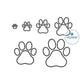 Paw Print Satin Applique Embroidery Design Nine Sizes 1 inch through 9 inch