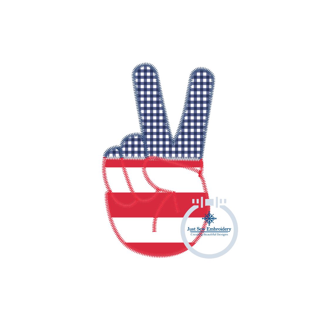 Peace Sign Two Color Applique Embroidery Design Machine Embroidery ZigZag Stitch July 4 4th of July Independence 5x7, 6x10, and 8x12 Hoop