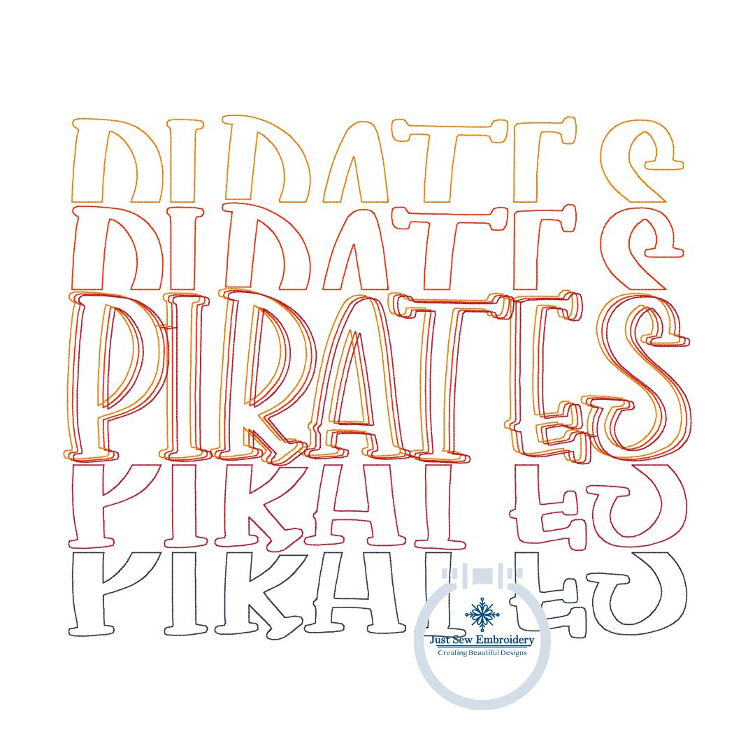 Pirates Repeat Bean Stitch Embroidery Design Machine Embroidery Five Sizes 5x7, 8x8, 6x10, 7x12, and 8x12 Hoop