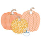 Pumpkin Trio Raggy Applique Machine Embroidery Design Five Sizes 5x7, 8x8, 6x10, 7x12, 8x12 Hoop
