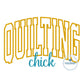 Quilting Chick Arched Satin Stitch Applique Embroidery Design Six Sizes 5x7, 8x8, 9x9, 6x10, 7x12, and 8x12 Hoop
