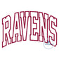 RAVENS Arched Applique Embroidery Design Machine Embroidery Satin Edge Five Sizes 5x7, 8x8, 6x10, 7x12 and 8x12 Hoop
