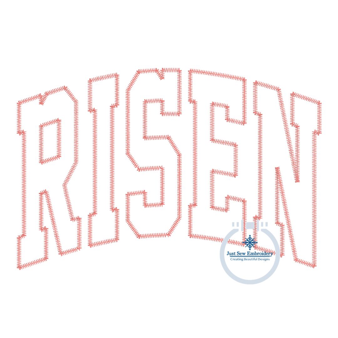 RISEN Arched Applique ZigZag Stitch Embroidery Design Six Sizes 5x7, 8x8, 9x9, 6x10, 7x12, and 8x12 Hoop