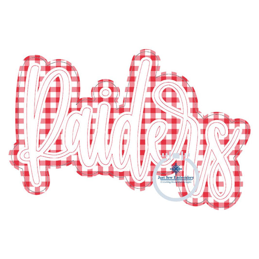 Raiders Double Raggy Applique Embroidery Two Layer Bean Stitch Edge Design Five Sizes 5x7, 8x8, 6x10, 7x12, and 8x12 Hoop