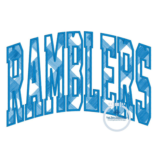RAMBLERS Arched Applique Embroidery Design Machine Embroidery Satin Edge Three Sizes 6x10, 7x12, and 8x12 Hoop