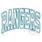 RANGERS Arched Applique Embroidery Machine Embroidery Satin Stitch Edge Six Sizes 5x7, 8x8, 6x10, 9x9, 7x12, and 8x12 Hoop