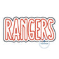 RANGERS Applique Embroidered Two Layer Design Machine Embroidery Two Color ZigZag Edge 8x12 Hoop