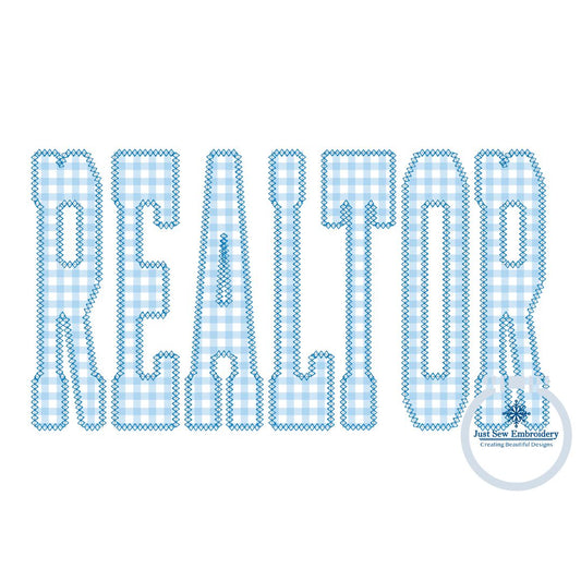 Realtor Applique Embroidery Diamond Edge Design Six Sizes 5x7, 8x8, 9x9, 5x12, 6x10, and 7x12 Hoop