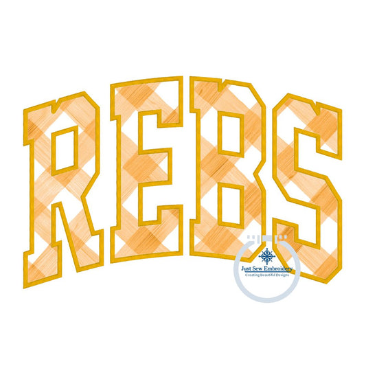 REBS Arched Applique Embroidery Satin Stitch Design Machine Embroidery Six Sizes 5x7, 8x8, 6x10, 9x9, 7x12, and 8x12 Hoop