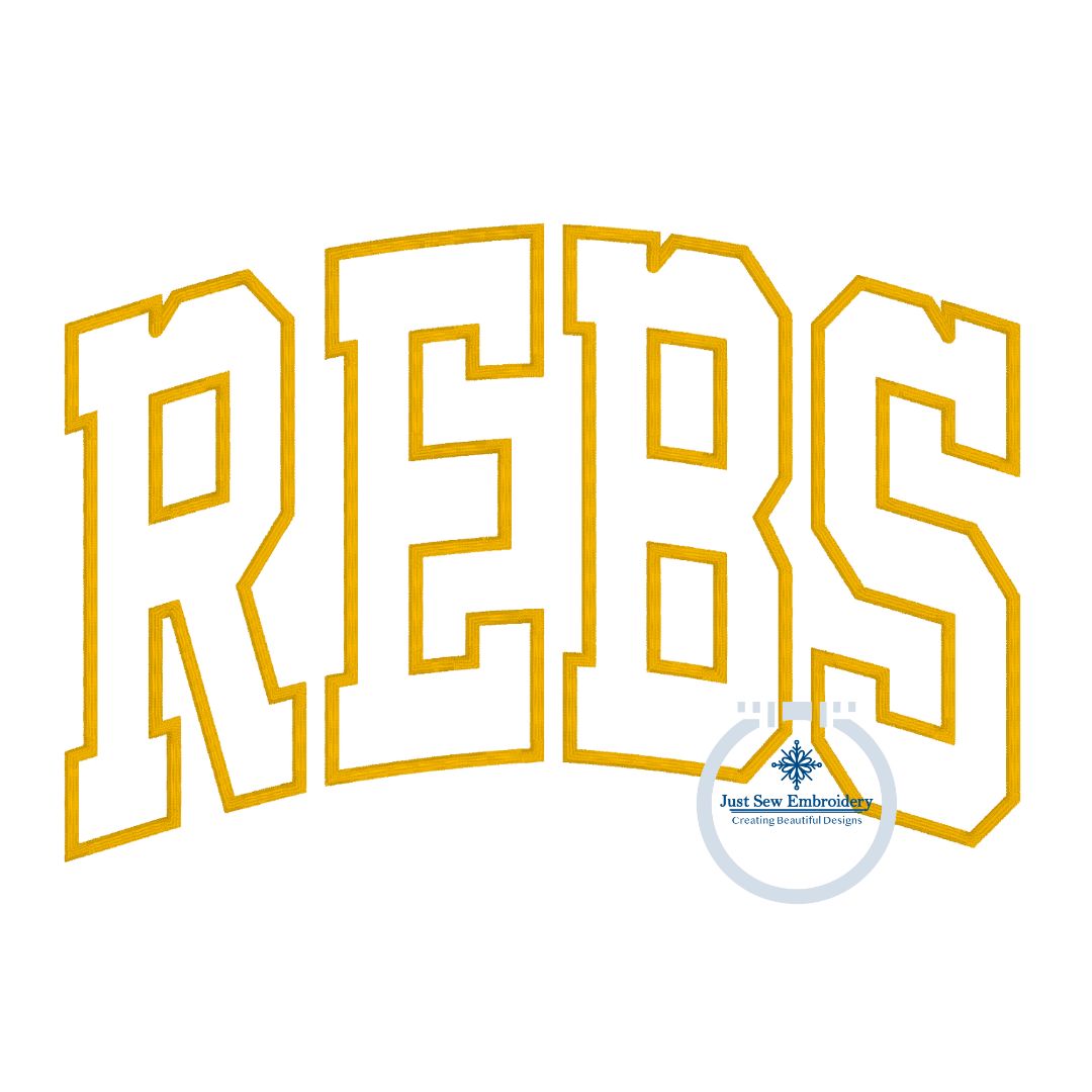 REBS Arched Applique Embroidery Satin Stitch Design Machine Embroidery Six Sizes 5x7, 8x8, 6x10, 9x9, 7x12, and 8x12 Hoop