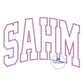 SAHM Stay At Home Mom Arched Applique Satin Stitch Embroidery Design Five Sizes 5x7, 8x8, 6x10, 7x12, and 8x12