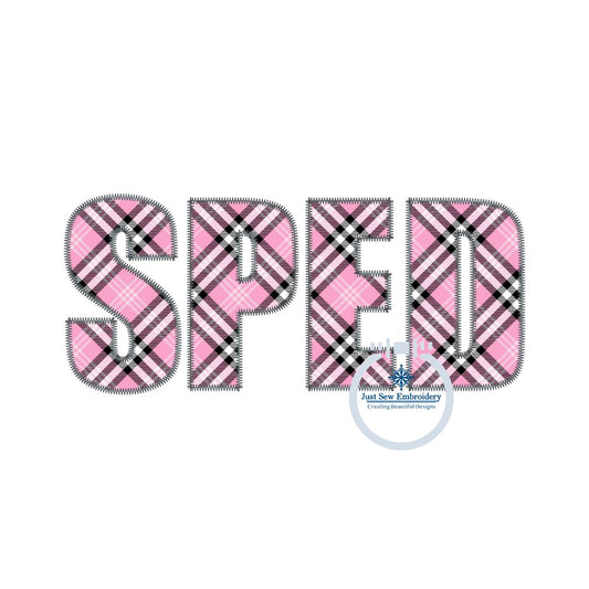 SPED Special Education Block Applique Embroidery Design Zigzag Stitch for 8x12 Hoop