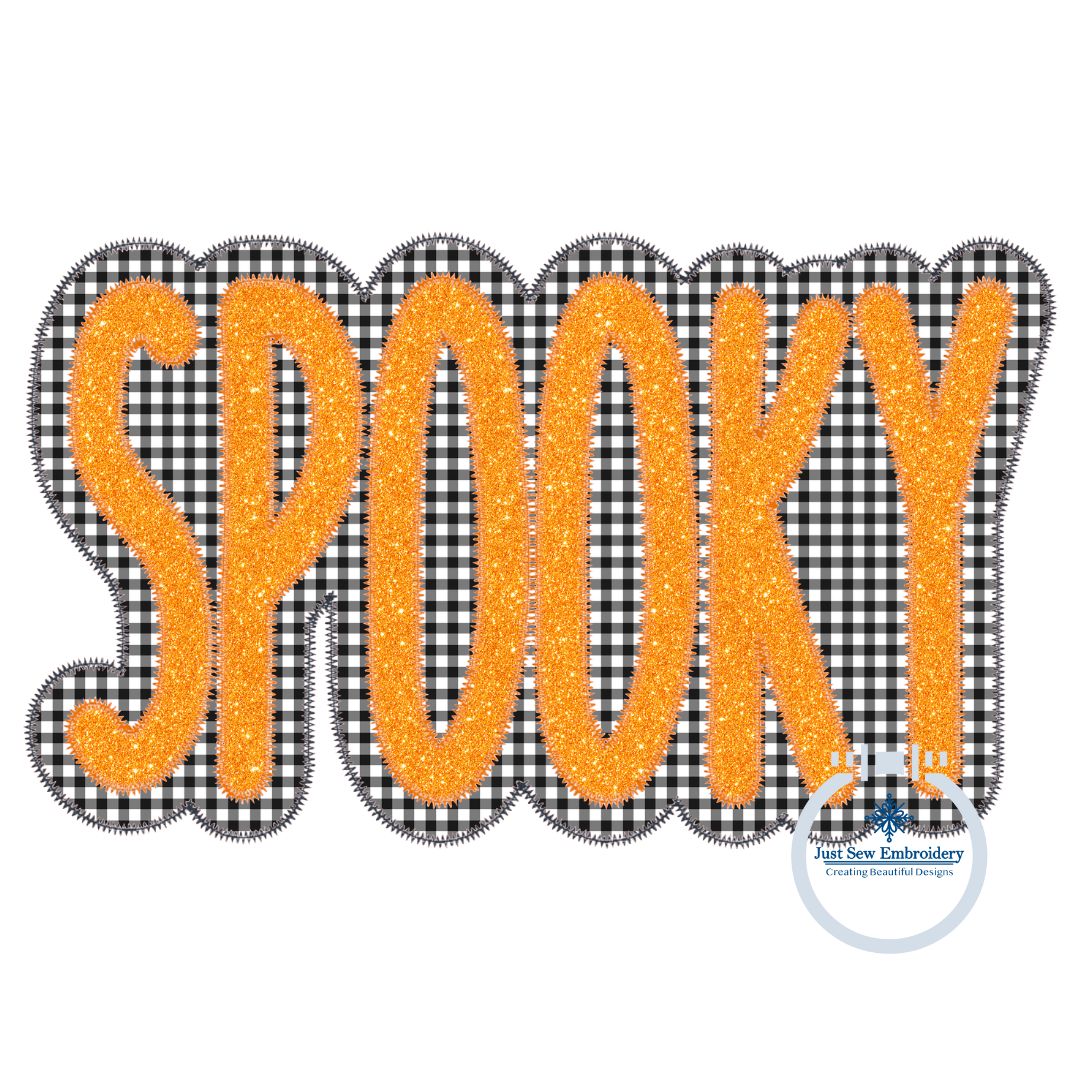 SPOOKY Two Layer Applique Machine Embroidery Design ZigZag Stitch Four Sizes 5x7, 8x8, 6x10, 7x12 Hoops