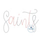 SAINTS Chenille Yarn Script Embroidery Design Script Five Sizes 5x7, 8x8, 6x10, 7x12, and 8x12 Hoop